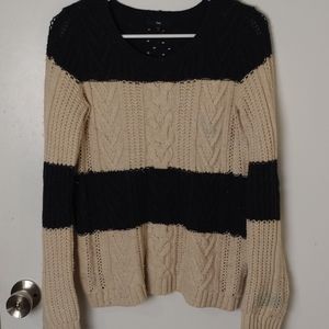 Gap Striped Cable Knit Sweater
